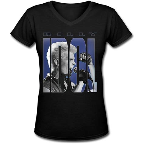 Zun Billy Idol Concert Logo Cotton V Neck T Shirt For Womens Black L