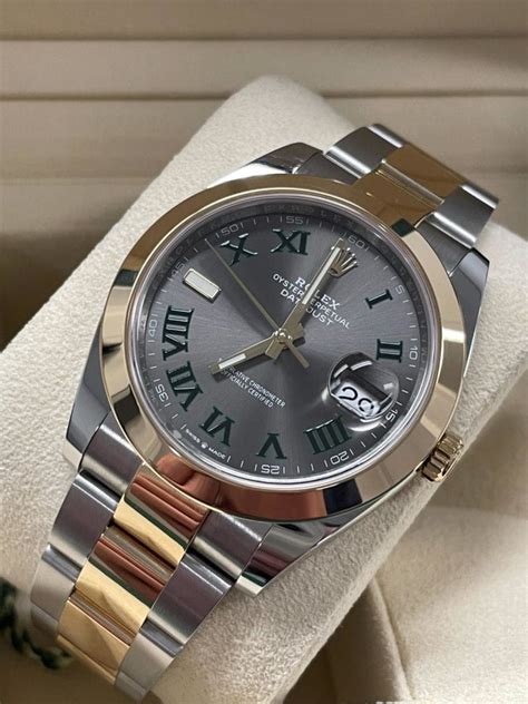 Rolex Datejust Wimbledon Dial Two Tone Smooth Oyster Bracelet