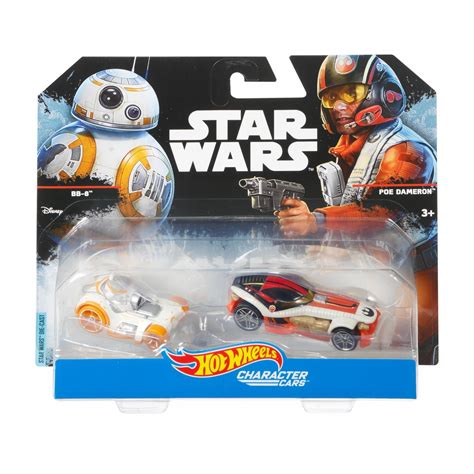 Poe Dameron BB 8 Poe Dameron Star Wars Hot Wheels TFA Two Pack Character Cars DJM02