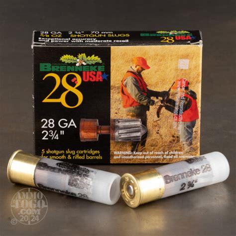 28 Gauge Ammunition For Sale Brenneke Slugs 5 8 Oz Rifled Slug 25