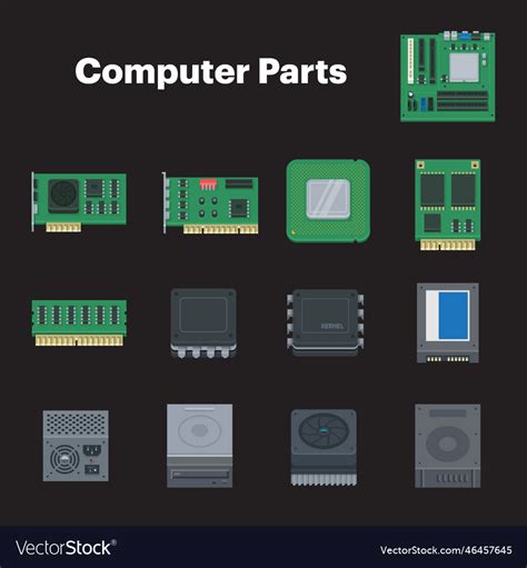 Computer Parts Royalty Free Vector Image Vectorstock