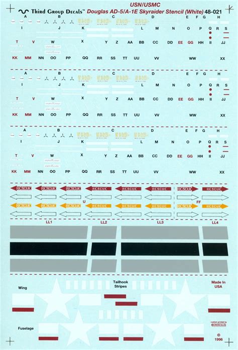 Third Group 48 021 Usnusmc Douglas Ad 5a 1e Skyraider Stencils White