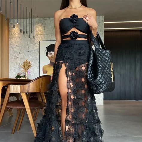 Fashion Women S Bikini Solid Color Tube Top Three Dimensional Printing Sexy Luxury One Piece