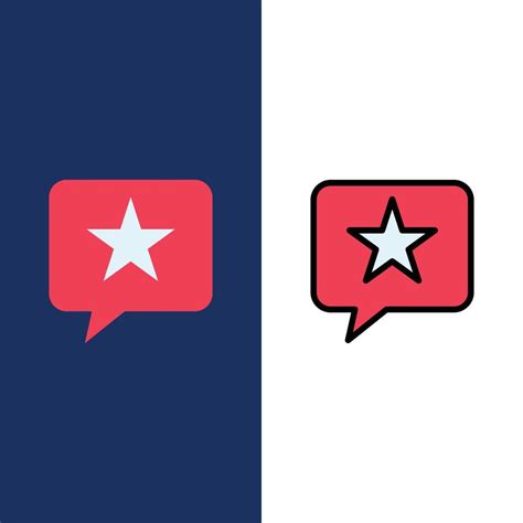 Chat Favorite Message Star Icons Flat And Line Filled Icon Set Vector