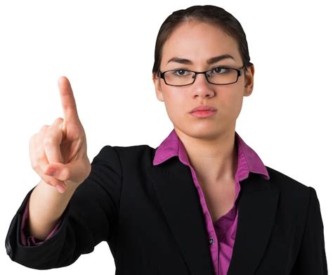 Premium Photo Serious Businesswoman Pointing