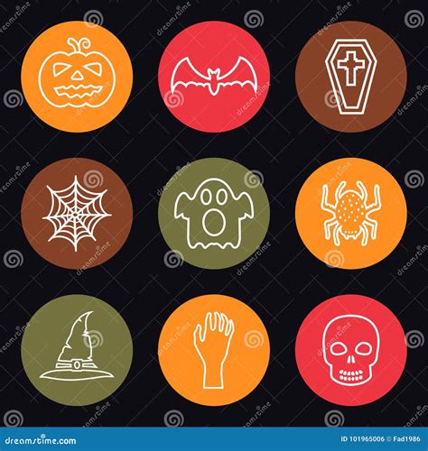 Halloween Line Icon Set Horror Symbols Collection Vector Sketches