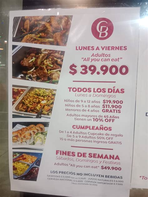 Carta Del Restaurante California Buffet Envigado