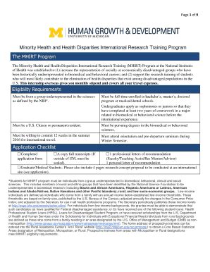 Fillable Online Chgd Umich MHIRT Application Center For Human Growth