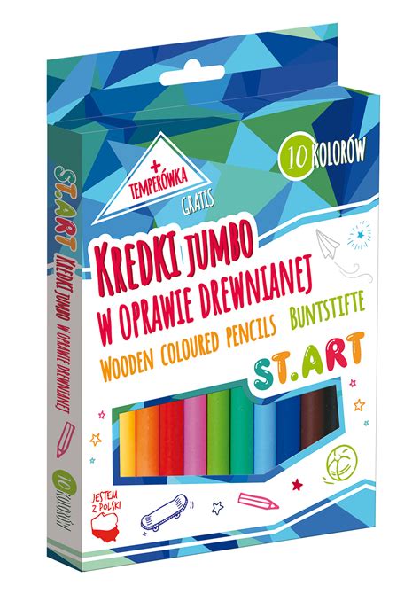 Kredki Jumbo ST ART w oprawie drewnianej 10 kolorów St Majewski