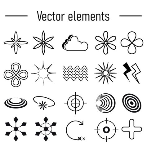 Premium Vector Set With Y2k Elements Aesthetic Abstract Vector Shapes