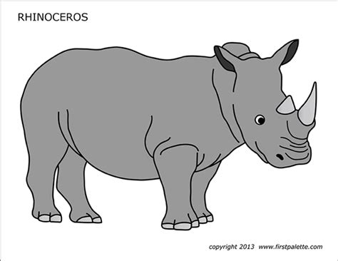 Rhinoceros | Free Printable Templates & Coloring Pages | FirstPalette.com