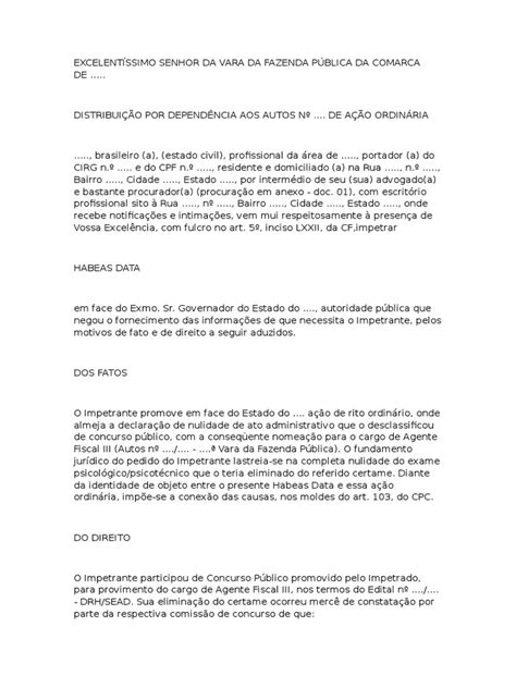 Habeas Data É Gratuito - Modelo Habeas Data | PDF | Informação governamental | Governo