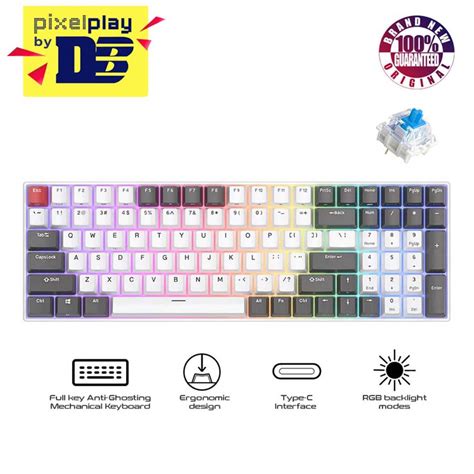 Royal Kludge RK100 Tri Mode RGB 100 Keys Hot Swappable Mechanical Keyboard Grey Red White Blue