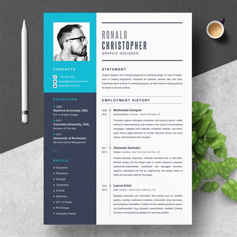 Graphic Designer Resume Template | Freelance Artist Resume CV ...