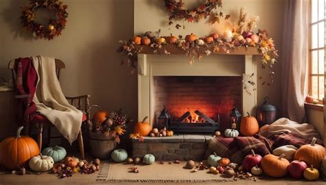 Premium Photo Cozy Fall Embrace Fireplaceinspired Autumn Card