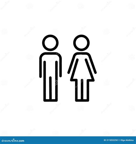 Couple Signage Icon Man And Woman Line Sign Outline Washroom Or