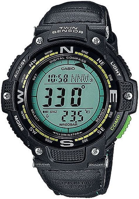 Casio Men S Twin Sensor Digital Nylon Compass Sport Watch Green