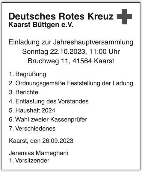 Jahreshauptversammlung Deutsches Rotes Kreuz