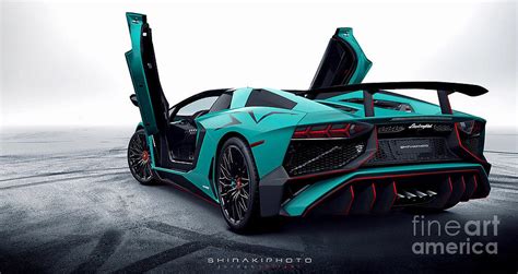 Teal And Black Lamborghini Sports Car Lamborghini Aventador Photograph By David Mcguinness