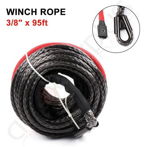 3 8 X95 Synthetic Winch Line Cable Recovery Rope 20500LB For ATV SUV