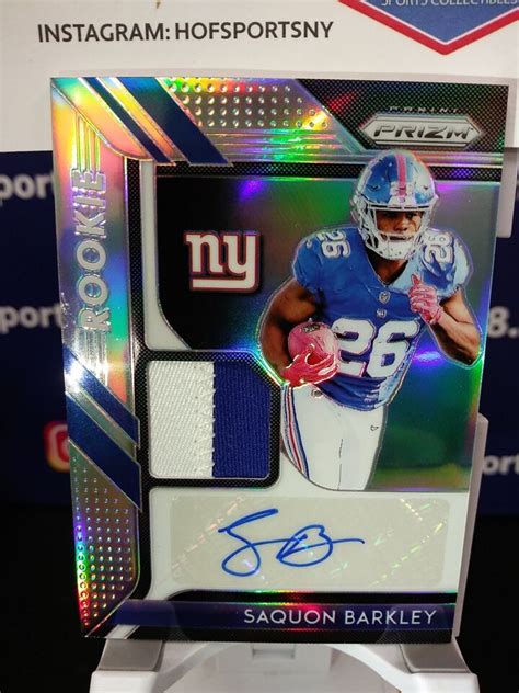 2018 Panini Prizm Saquon Barkley Rookie Silver Patch Auto 99 RPA SB