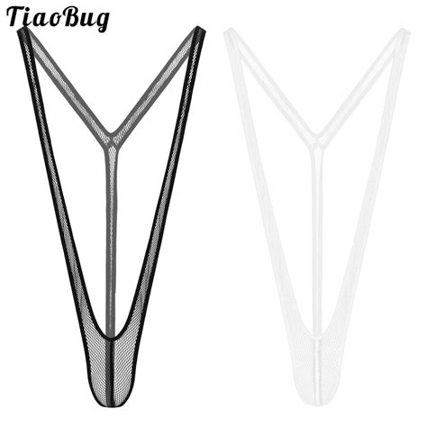 Hot Sexy Men Mankini Thong Fishnet Underwear One Piece See Through Sheer Gay Swimwear Sleeveless