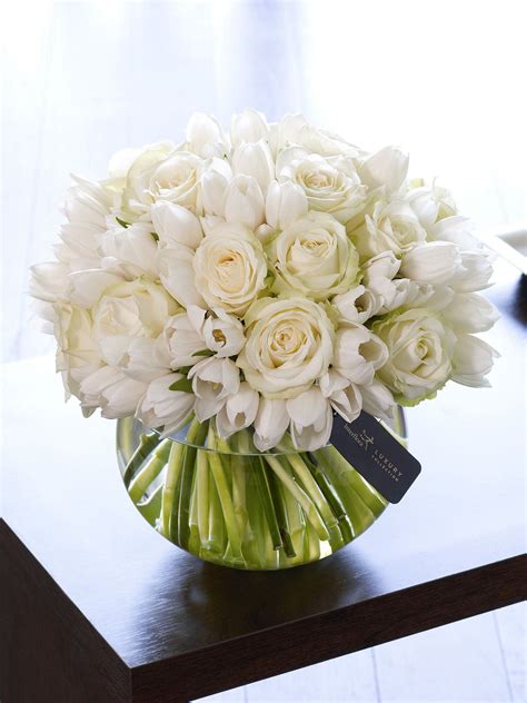 Luxury White Rose And Tulip Globe Tulips Arrangement Flower