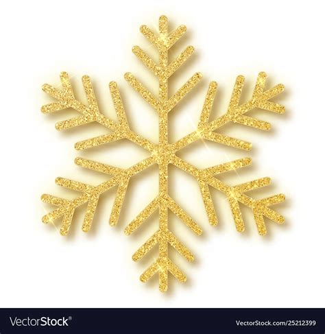 Gold Glitter Texture Snowflake Isolated On White Vector Image