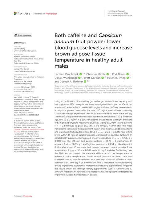 PDF Both Caffeine And Capsicum Annuum Fruit Powder Lower Blood