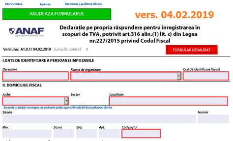 Declarație pe propria răspundere pentru înregistrarea în scopuri de TVA