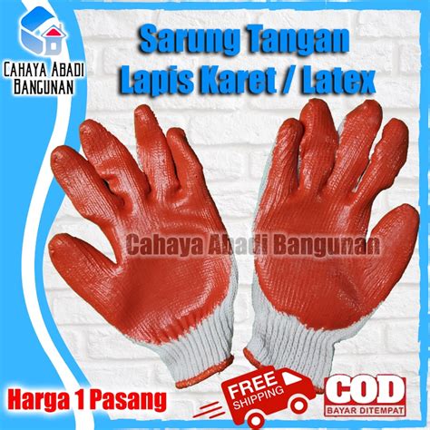 Jual Sarung Tangan Kerja Katun Silikon Lapis Karet Latex Tebal Anti