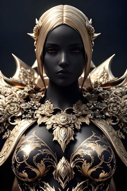 Premium Photo A Black Woman With Gold Wings And A Gold Crown