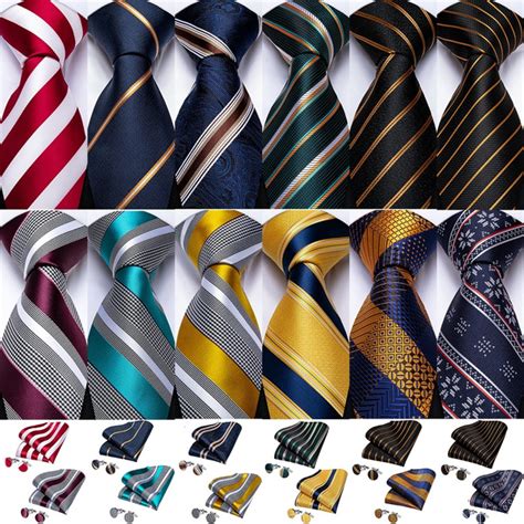 Classic Striped Tie Set For Men Grey Black Gold Ties Silk Woven Necktie