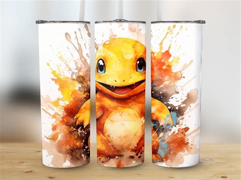 Charmander Pokemon Tumbler Wrap 20 Oz Skinny Sublimation Design Instant