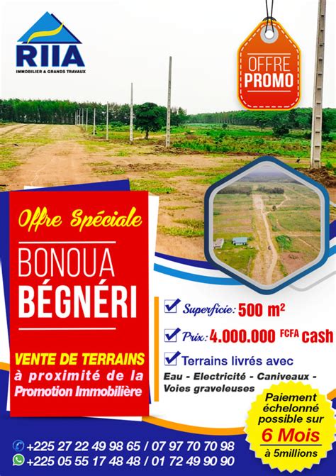 TERRAIN BONOUA RIIA IMMOBILIER ET GRANDS TRAVAUX