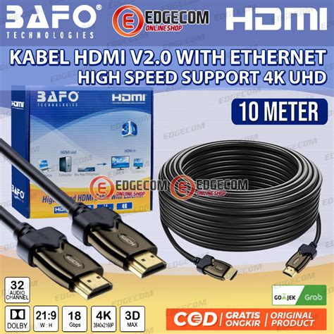 Jual Bafo Kabel HDMI Male To Male 10 Meter V2 0 4K Gold Plated HDTV