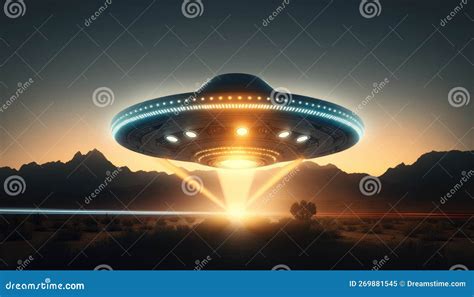 Ufo And Aliens Invasion Concept With Alien Spaceship Landing Created