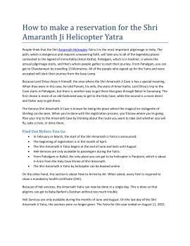 How To Make A Reservation For The Shri Amaranth Ji Helicopter Yatra