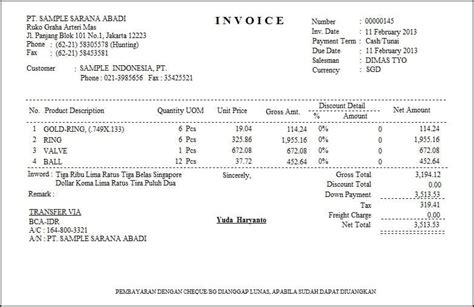 Gambar Contoh Faktur Jual 31 Dalam Ide Membuat Invoice Pada Post Contoh Faktur Jual Gawe Cv