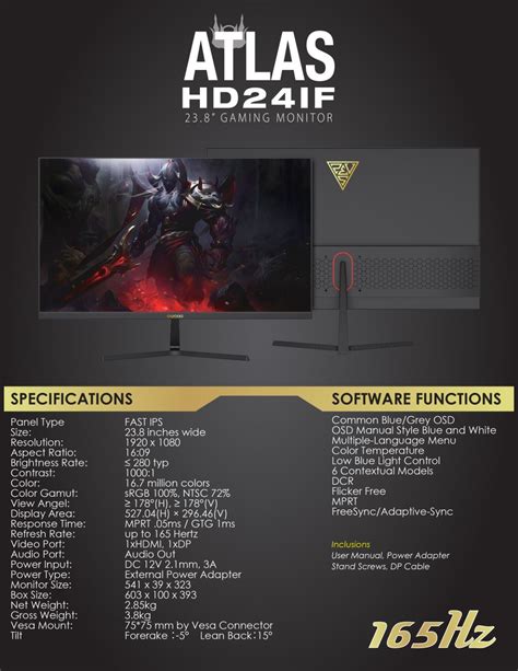 Netcodexph Gamdias Atlas Hd24if Ips 165hz 1ms 1080p Hdmi Dp Gaming