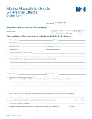 Fillable Online Marine Household Goods Personal Effects Claim Form