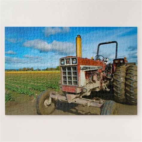 Tractor In The Tulip Fields Jigsaw Puzzle Zazzle Tractors Tulip