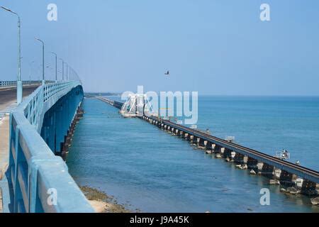 Train bridge to Rameswaram Island, Rameswaram, Tamil Nadu, India, Asia Stock Photo - Alamy