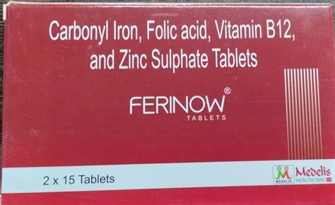 Ferinow Carbonyl Iron Folic Acid Vitamin B Zinc Sulphates Tab