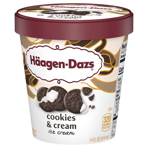 Haagen Dazs Ice Cream Cookies And Cream Front Right Elevated