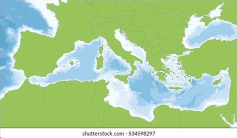 Mediterranean Sea Sea Connected Atlantic Ocean Stock Illustration