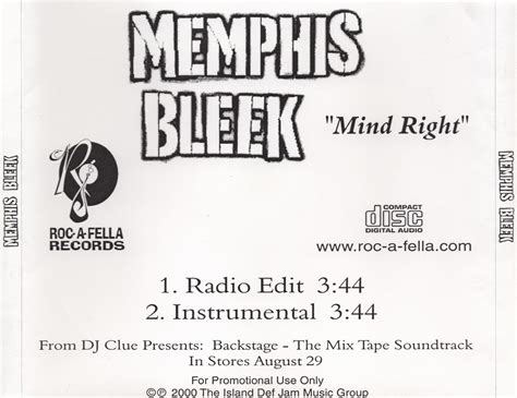 The Crack Factory Memphisbleek Mymindright Promocdr 2000 Cfint