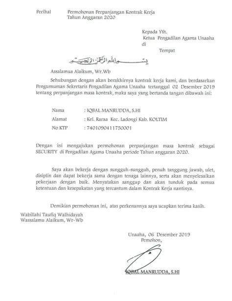 Contoh Surat Permohonan Perpanjangan Kontrak Terlengkap The Best