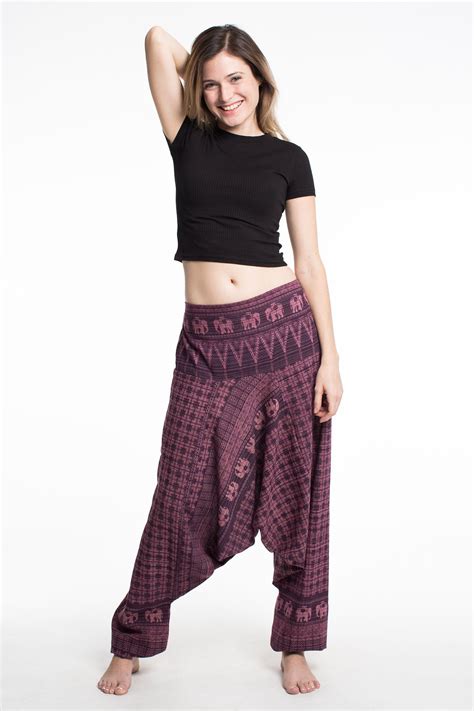 Hill Tribe Elephant Women S Elephant Pants In Purple Elephant Pants Harem Pants Women