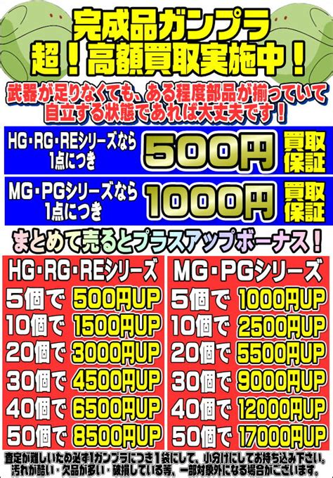 完成品ガンプラも高額買取保証はじめました！ プラスアップも実施中です！ 414～ 千葉鑑定団船橋店